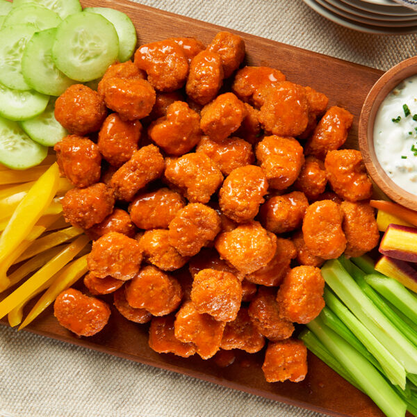 BG CHICKEN BITES DOUSED IN  H🌱RLDS, UNCL R🌱MUS, BUFFALO OR SPICY PEACH GLAZED SAUCE